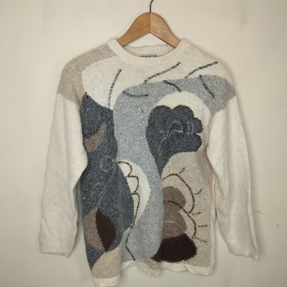 Nell Flowers Vintage Sweater Silk Angora Beaded
